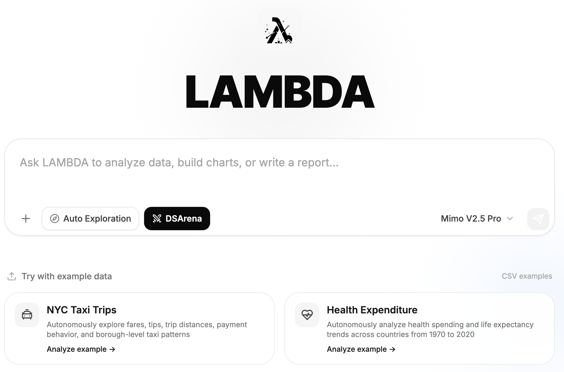 Selecting DSArena in the LAMBDA Web App